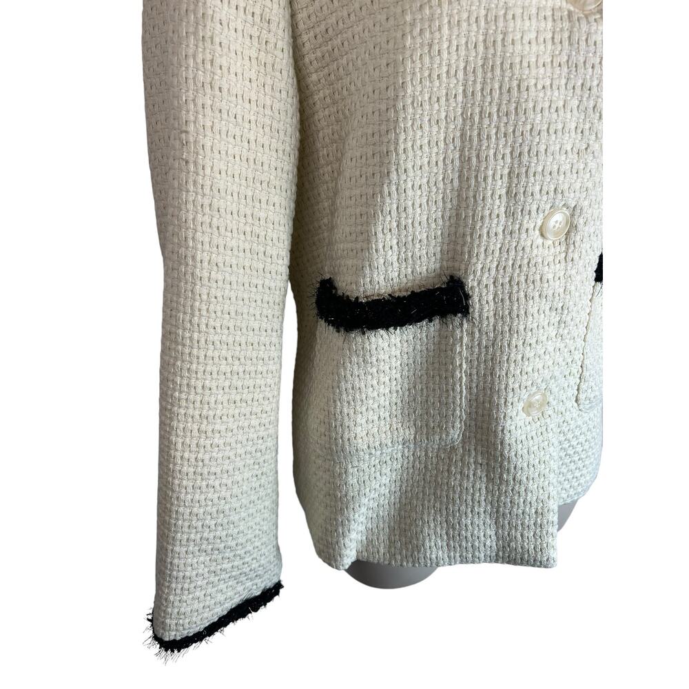 Dazy Ivory Black Tweed Womens Blazer XL Career Office Professional Brunch - Picture 4 of 11